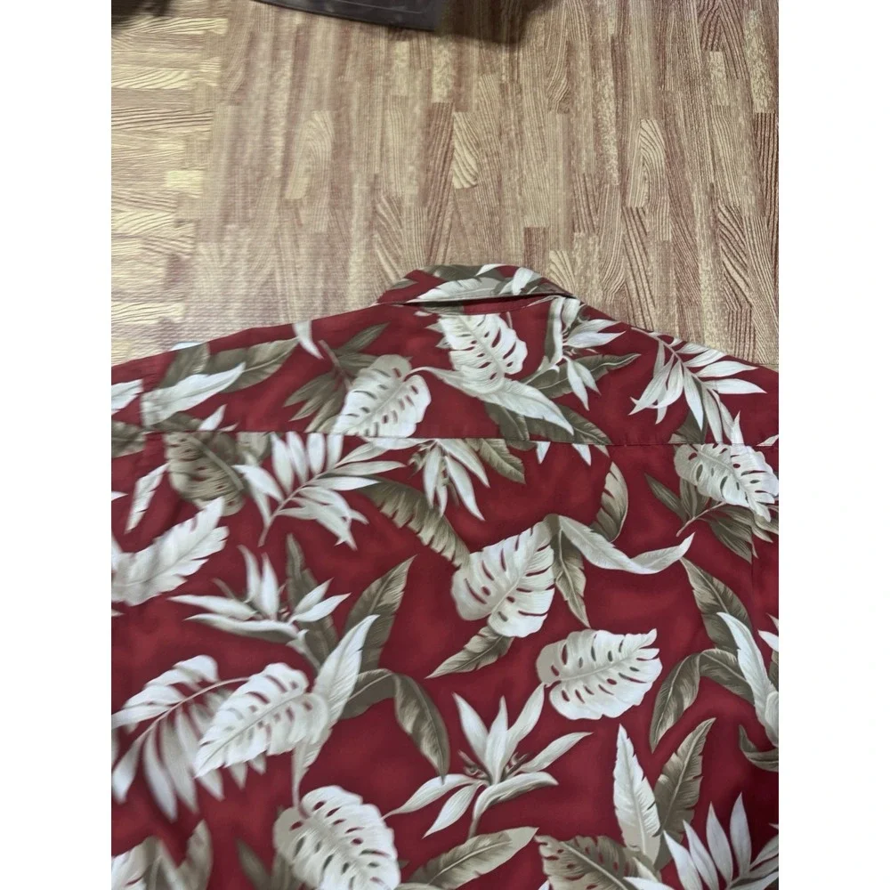 Pierre Cardin Tropical Palm Hawaiian Floral Print‎ Cotton Lawn Shirt Size L